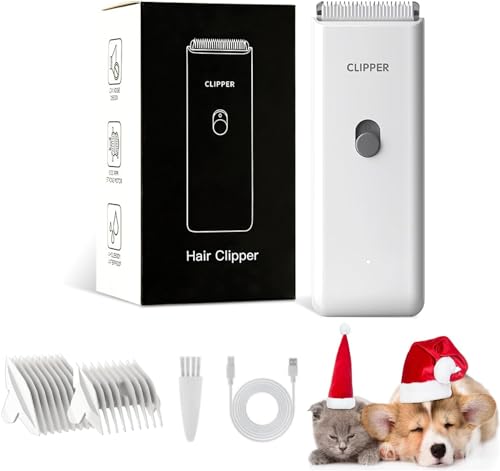 Dog Clipper Professional Dog Grooming Kit for Thick/Heavy Hairs, Low Noise Cat Clippers Grooming Kit Rechargeable & Cordless Pet Hair Clippers Shavers for Puppy, Rabbits, Cats,White
