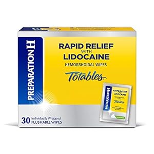 Image of Preparation H Rapid Relief with Lidocaine Hemorrhoid Symptom Treatment Flushable Wipes, Numbing Relief for Pain, Burning and Itching, Reduces Swelling, Box, White, Unscented, 30 Count (Pack of 1)