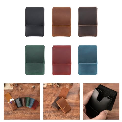 Leather Card Holders Retro Credit Card Case Handmade Holders Wallet for Business Travel Daily Commuting Use Retro Case Wallet Coin Purse Handmade for Men and Women (Pan Blue)2