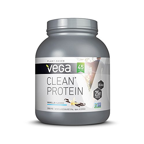 Vega Clean Protein Powder Vanilla (45 Servings, 3.43lb) - BCAAs, Vegan, Non Dairy, Gluten Free, Non GMO