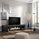 Skraut Home | TV-Schrank, Lowboard | für Wohnzimmer und Esszimmer | 210 | Für TV-Geräte bis zu 80 | Elektrokamin XXL | Moderner Stil | Schwarz