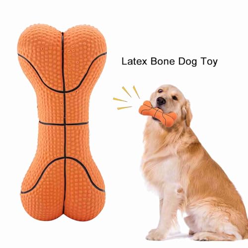 SYH&AQYE Kauspielzeug für Hunde, Quietschendes Latex Hundespielzeug aus Knochen, Schönes Weiches Kauspielzeug für Welpen Zum Apportieren und Werfen von Haustieren Beim Training (Basketball)