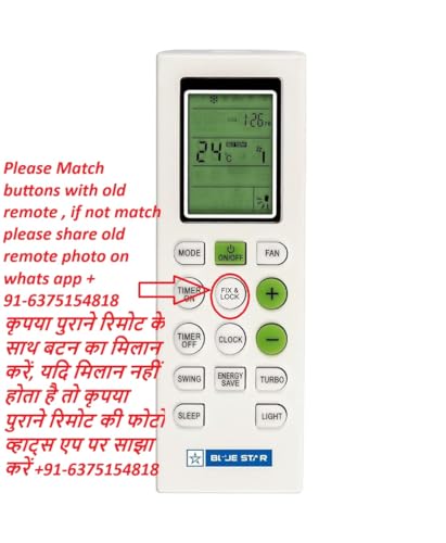 Image of Sanavya AC Remote Control - Compatible Replacement for Split & Window Air Conditioners - Replicates Genuine Remote Functions (Blue Star AC 226A)