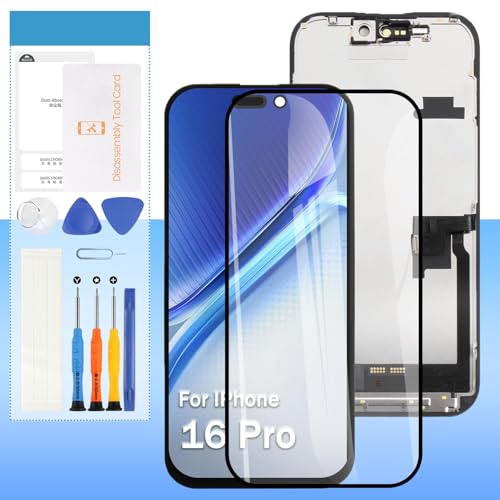 Yondista for iPhone 16 Pro Screen Replacement A3293 A3083 A3292 A3294 6.3 LCD Display Touch Digitizer with True Tone Face ID Support 3D Touch + Repair Tools