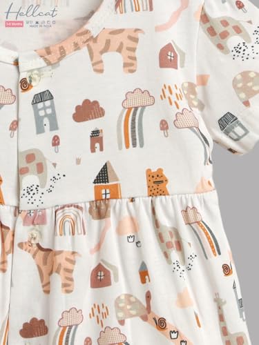Image of HELLCAT 100% Cotton Baby Frock Dress for Girls - Pack of 3, Soft & Trendy, Short Sleeve