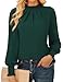 GRACE KARIN Women Dressy Long Sleeve Blouse,2025 Fall Business Casual Tops,Pleated Mock Neck Shirts Fashion Work Outfit Green L