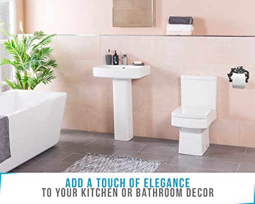 Decorative Cast Iron Octopus Toilet Paper Roll Holder – Wall Mounted Octopus Décor For Bathroom – Kraken, Nautical Bathroom Accessories – Included Screws And Anchors - Silver & Black #TOP3