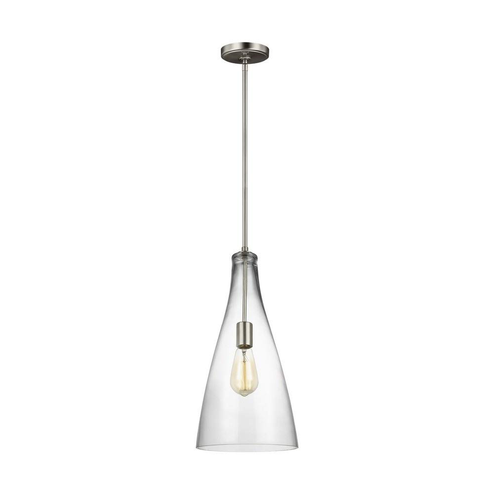 Sea Gull LightingGeneration 6537001-962 Transitional One Light Pendant from Seagull-Arilda Collection in Pewter, Silver Finish, Brushed Nickel