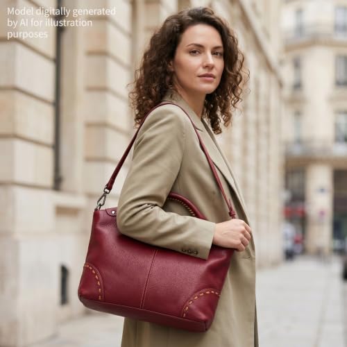 Image of HESHE Leather Purses for Women Crossbody Bags Satchel Shoulder Handbag | Genine Leather,Large Roomy Hobo Bags Retro Crossbody Purses Ladies Tote Top Handle Handbags for Work,Travel and Daily Use