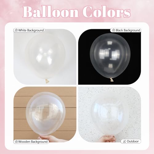 Image of 60pcs Pink and White Balloons 12inch with Clear Pastel Pearl Pink Balloons for Wedding Bridal Baby Shower Shower Birthday Party Decorations