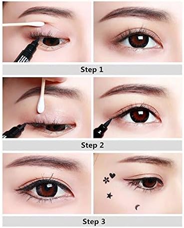 Pinkiou 2 in 1 Eyeliner Stamp Pen Double Heads Waterproof Long Lasting Eye Makeup Pencil (Star Shape)