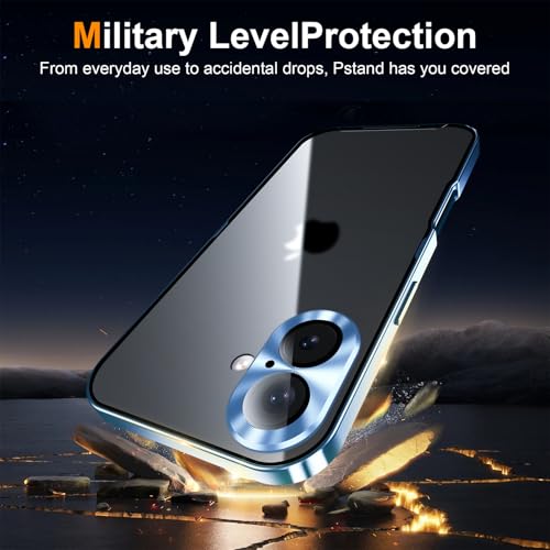 Coque iPhone 16 Pro bleu en aluminium galvanisé et polycarbonate mat