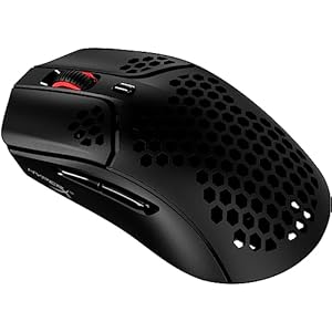 HyperX Pulsefire Haste – Wireless Gaming Mouse – Ultra Lightweight, 61g, 100 Hour Battery Life, 2.4Ghz Wireless, Honeycomb Shell, Hex Design, Up to 16000 DPI, 6 Programmable Buttons – Black, 4P5D7AA