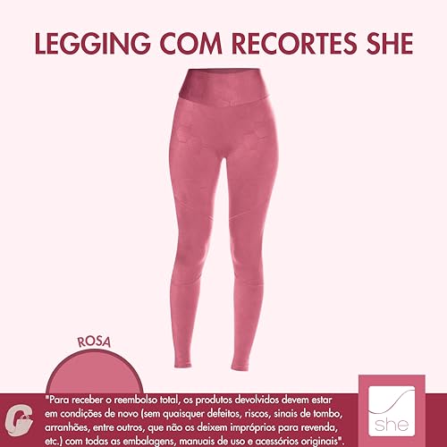 Calça Legging Academia Legging Cintura Alta Legging Fitness She by Mash Feminina | Rosa | GG
