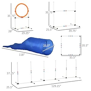 PawHut-Dog-Agility-Equipments-5-Pieces-Obstacle-Courses-Training-Starter-Kit-Pet-Outdoor-Games-of-Tunnel-Dog-Jump-Hoop-Weave-Poles-Pause-Box-and-Easy-Carry-Case - Cucciolini Doodles   PawHut-Dog-Agility-Equipments-5-Pieces-Obstacle-Courses-Training-Starter-Kit-Pet-Outdoor-Games-of-Tunnel-Dog-Jump-Hoop-Weave-Poles-Pause-Box-and-Easy-Carry-Case