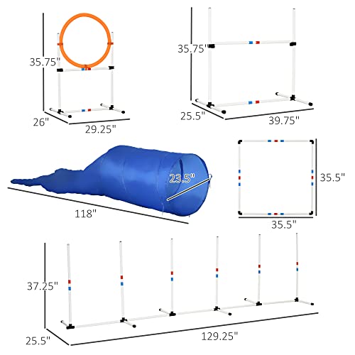 PawHut-Dog-Agility-Equipments-5-Pieces-Obstacle-Courses-Training-Starter-Kit-Pet-Outdoor-Games-of-Tunnel-Dog-Jump-Hoop-Weave-Poles-Pause-Box-and-Easy-Carry-Case - Cucciolini Doodles   PawHut-Dog-Agility-Equipments-5-Pieces-Obstacle-Courses-Training-Starter-Kit-Pet-Outdoor-Games-of-Tunnel-Dog-Jump-Hoop-Weave-Poles-Pause-Box-and-Easy-Carry-Case
