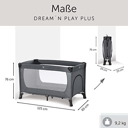 Hauck Baby Reisebett Set mit Matratze und Moskitonetz Dream n Play Plus - faltbares Kinder Babyreisebett mit Tasche und seitlichem Eingang - Grau – Bild 6