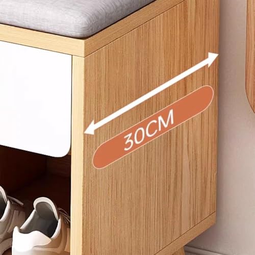 Étagère à chaussures en bois avec assise pour optimiser les couloirs