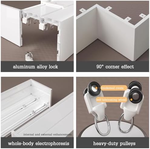 Three-in-One Double Curtain Track System - Heavy Duty Silent Sliding Rail for Wall/Ceiling - Decorative Panel Box, Customizable Gold Finish, 4.1m (13.5ft)