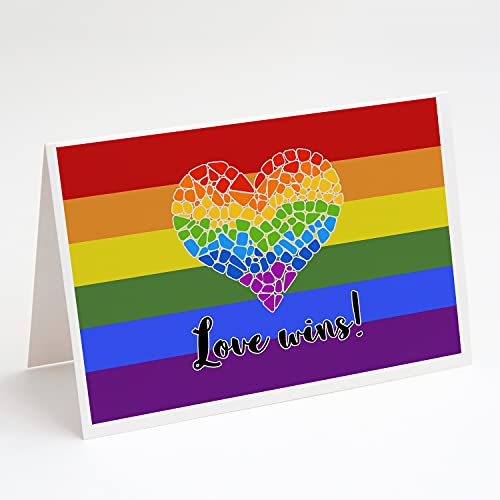 Caroline's Treasures CK8017GCA7P Gay Pride Love Wins Mosaic Heart Greeting Cards and Envelopes Pack of 8 Blank Cards with Envelopes Whimsical A7 Size 5x7 Blank Note Cards
