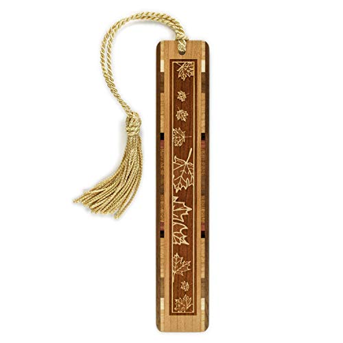 Maple Leaves, Engraved Wooden Bookmark - Also Available with Personalization - Made in USA