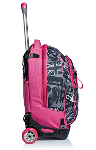 Sac à dos à roulettes Seven New Tech Keep Flag rose pour l école