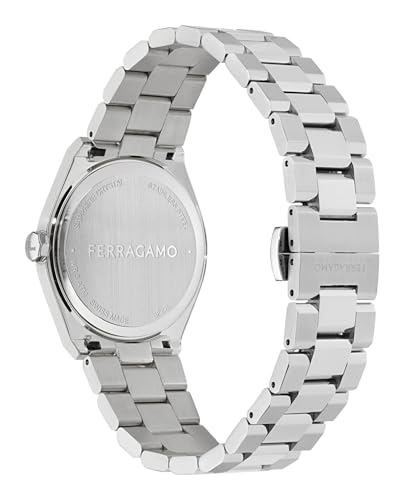 Ferragamo Vega Upper East Collection Luxury Womens Watch Timepieces with a Silver Bracelet Featuring a Stainless Steel Case and a Blue Dial3