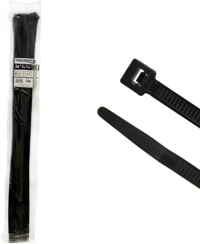 Kable Kontrol Cable Zip Ties 100 Pcs 36 Inch Black, 50 Lbs Tensile