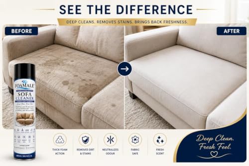 Image of Sofa Cleaner Foam Spray 600ml Upholstery & Fabric Cleaner for Sofa | Deep Stain & Odour Removal Cleaning Solution (Pack of 3)