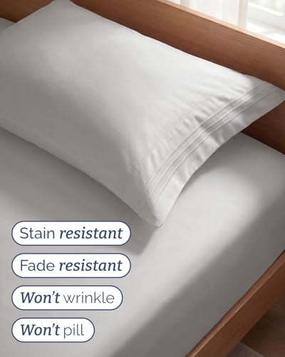 Twin Size 3 Piece Sheet Set - Comfy Breathable & Cooling Sheets - Hotel Luxury Bed Sheets for Women & Men - Deep Pockets, Easy-Fit, Soft and Wrinkle Free Sheets - French Grey Oeko-Tex Bed Sheet Set — view 5
