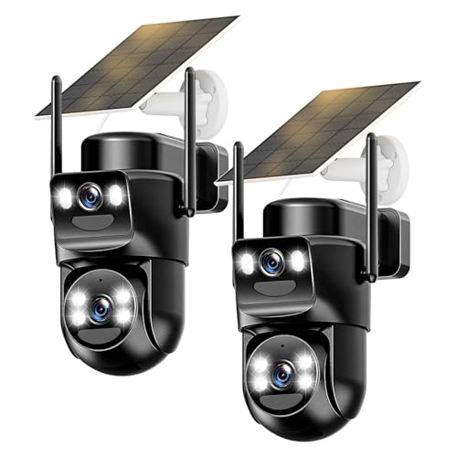 4K Telecamera Wi-Fi Esterno Senza Fili con Pannello Solare,Doppio Obiettivo