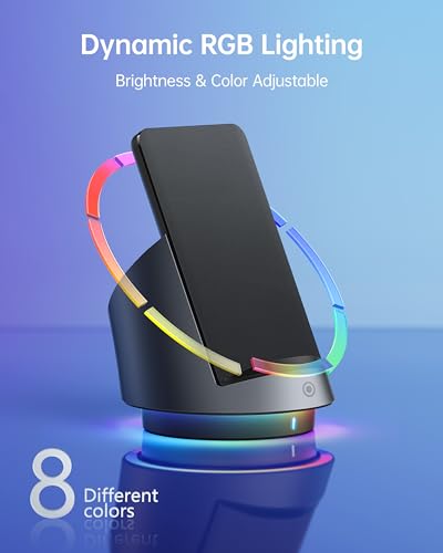 3 in 1 Charging Station for Apple Products,Wireless Charging Stand for Apple Watch/AirPods,Rotating & RGB Light Adjust,Wireless Charger for iPhone 15 14 13 12 11 Pro Max Plus,iWatch 1-9/Ultra - Thumbnail 2