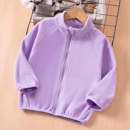 Qiylii Toddler Girls Boys Long Sleeve Fleece Coat Solid Color Zip-Up Jacket Warm Outwear Basic Fall Winter Clothes2
