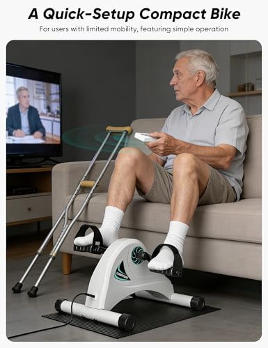 Image of Under Desk Bike Pedal Exerciser for Seniors, LUBBYGIM Mini Exercise Bike for Physical Therapy, Electric Motorized Foot Pedal Machine for Arm and Leg Fitness, 6 Speed Levels