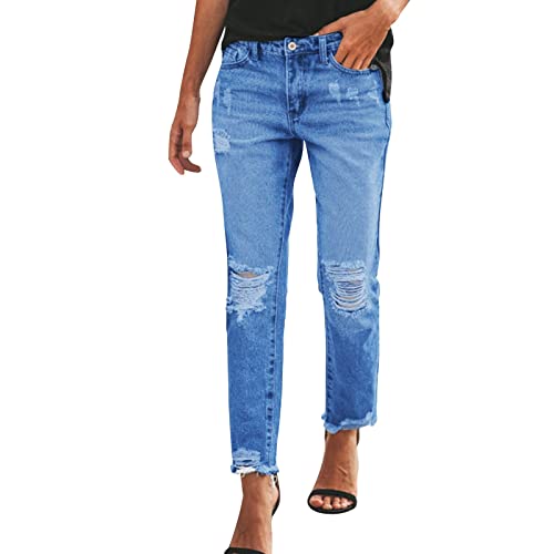 Pantalon droit décontracté pour femme en noir foncé taille S avec coupe haute