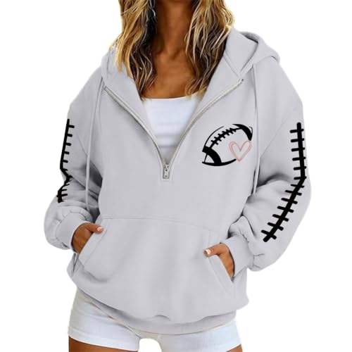 Game Day Crop Zip Up Hoodie Women Football Y2k Oversized Hooded Sweatshirt - image 7