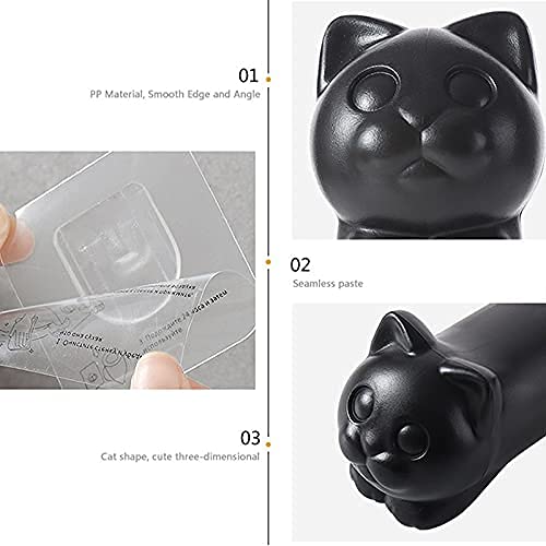 Toallero Portarrollos de Papel higiénico para Gatos, Soporte para Papel de Cocina, Adhesivo para Pared, toallero, Colgador de pañuelos de baño Creativo (Color: Negro)