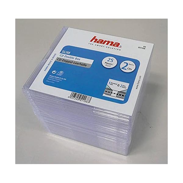 Hama CD-Doppelhüllen-Box im Super-Slim-Design für 50 CDs/DVDs/Blu-rays, 25er-Pack, transparent – Bild 3