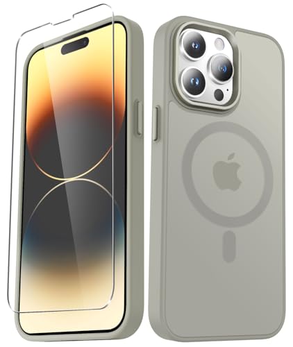 Image of YENAPOON for iPhone 14 Pro Case, Matte Magnetic Phone Case, Titanium Gray