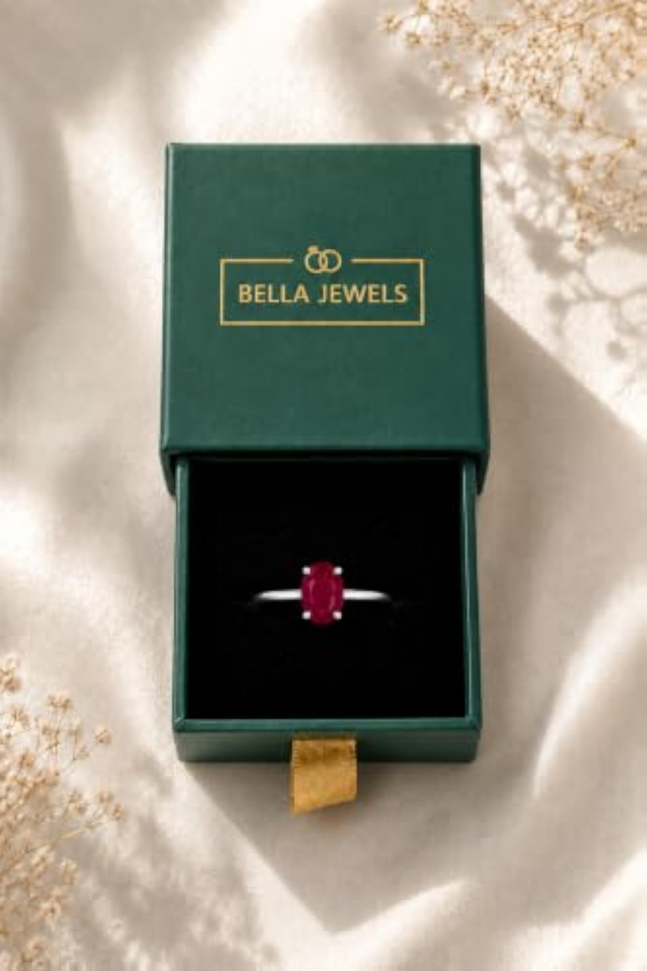 Women's 925 Sterling Silver Oval Cut Ruby Ring, Lab-Created