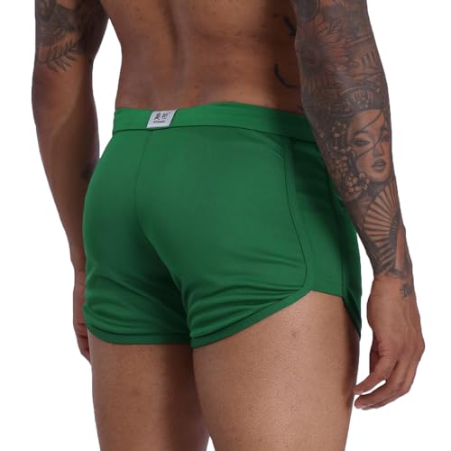 Rexcyril Men's Running Workout Bodybuilding Gym Shorts Athletic Sports Casual Short Pants, Large, Green2
