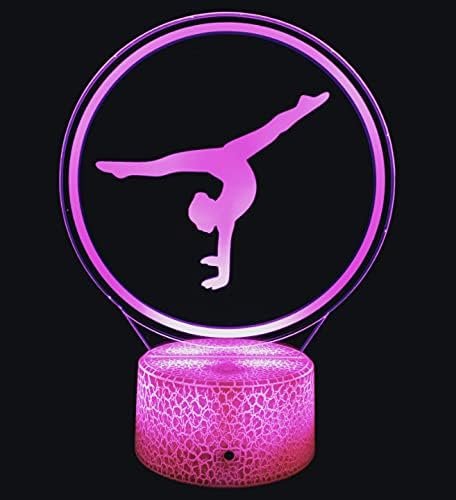 3D Gymnastics Night Light 16 Colors Changing Remote Control USB Power Touch Switch Decor Lamp Optical Illusion Lamp LED Table Desk Lamp Children Kids Christmas Brithday Gift