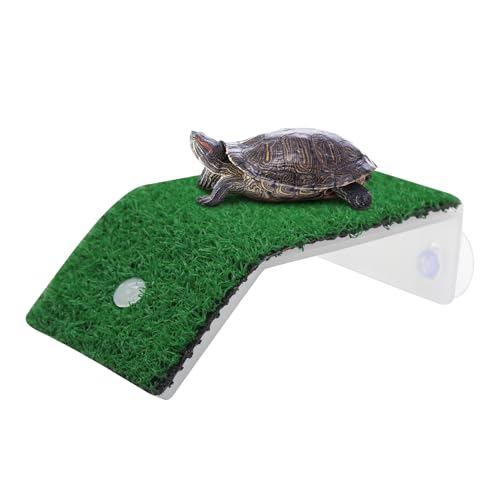 LuckyOpt Gras Schildkröte Rampe, Simulierte Schildkröte Pflanzenform mit Hang, Kletterrampe Rasen für kleine Reptil Frosch Terrapin, Schildkröte Terrasse für Schildkröte...