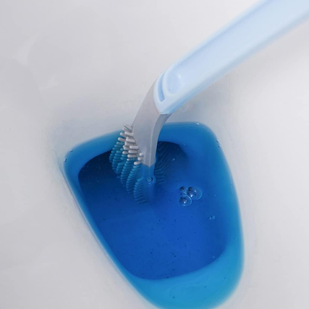 Toilet Bowl Brush with Holder Toilet Brush Holder Household Wall-mounted Toilet Cleaning Brush Bathroom Long Handle Silicone Toilet Bowl Brush 360° No Dead Angle Cleaning Brushs Set Bathroom Accessori