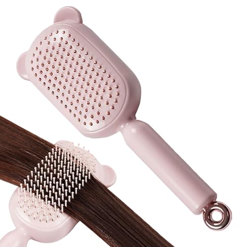 Cepillo De Peine De Masaje Con Cojín Retráctil, Control De Frizz Retráctil, Cepillo De Cabello Autolimpiante Ntis Estático, Peine De Masaje Para El Cuero Cabelludo, Uso En Húmedo, Esponjoso Y Sua