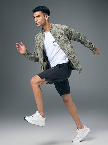 Image of TECHNOSPORT Men's Slim Fit All Over Print High Neck Jacket With TS-Flexi for Gym, Training, Winterwear