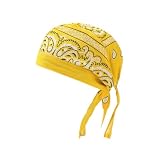 hindraem Unisex Skull Cap aus weichem Stoff, Mütze, Kopftuch, aktiv und hält die Frisur stylisch und sicher. Geeignet für Männer und Frauen, Hellgelb, 58 cm bis 60 cm