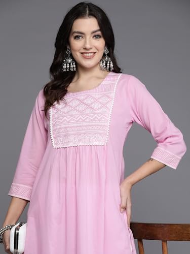 Image of INDO ERA Women's Polyester Relaxed Fit A Line Kurta
