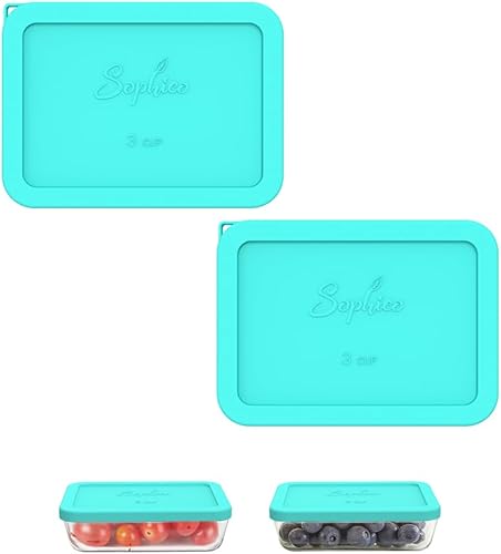 Sophico Tapa rectangular de almacenamiento de silicona para 3 tazas de repuesto para cuencos de vidrio Pyrex 7210-PC, recipiente no incluido