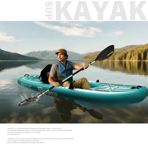 TIGERXBANG 10.2'x35''x8'' Inflatable Kayak with Detachable Seat, SUP-Kayak Set Includes Hand Pump/Aluminum Oar/Backpack, Boat for Adults/Youth | for Fishing, Touring - Image 7